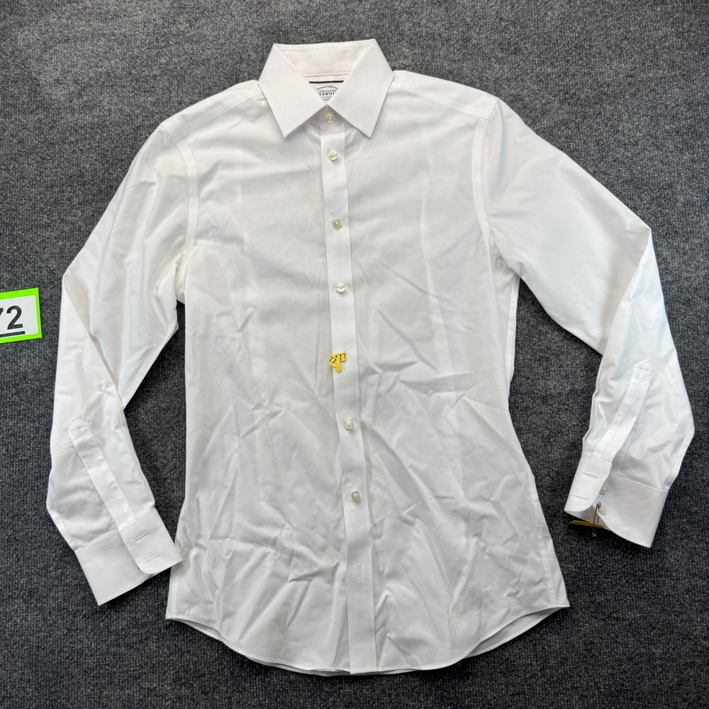 Charles Tyrwhitt Dress Shirt Mens 14.5 White Slim Fit Non-Iron Business Career